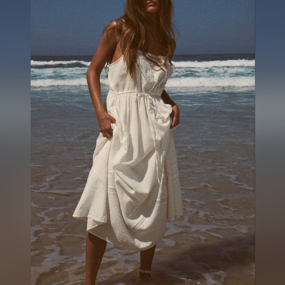 ZARA LIMITED EDITION EMBROIDERED LINEN BLEND DRESS - Picture 3 of 10